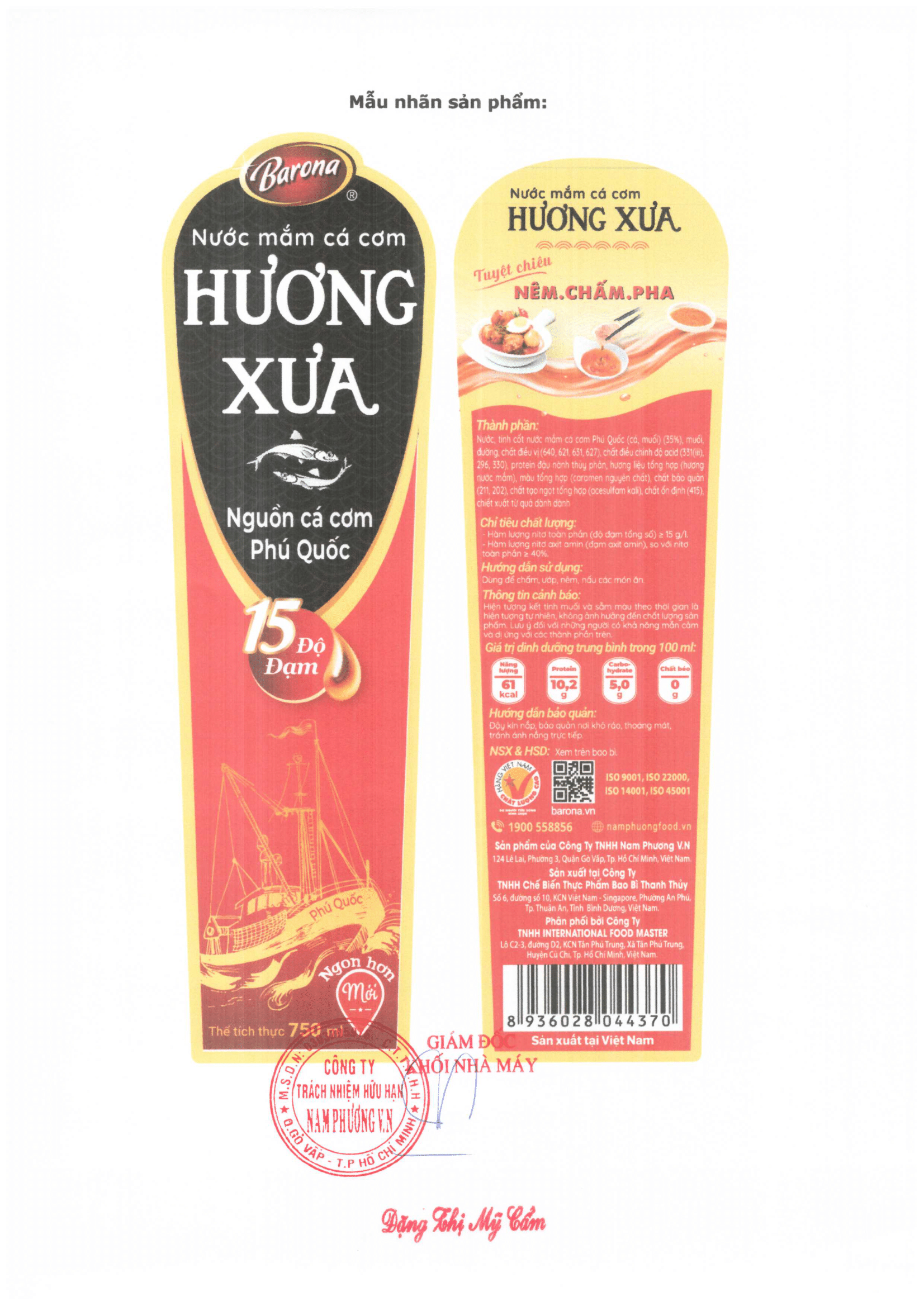 HỒ SƠ CÔNG BỐ NƯỚC MẮM CÁ CƠM HƯƠNG XƯA